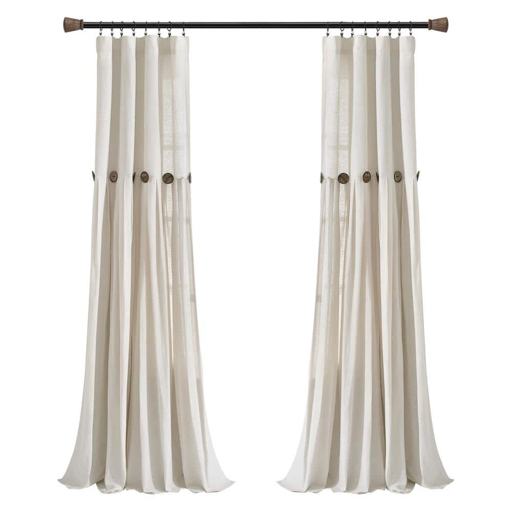 Off White Linen Rod Pocket Room Darkening Curtain - 40 in. W x 95 in. L