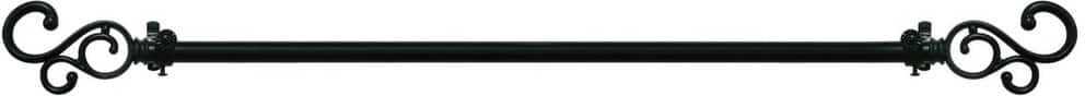 ACHIM Buono II Medley 66 in. - 120 in. Adjustable 3/4 in. Single Curtain Rod in Black Medley Finials