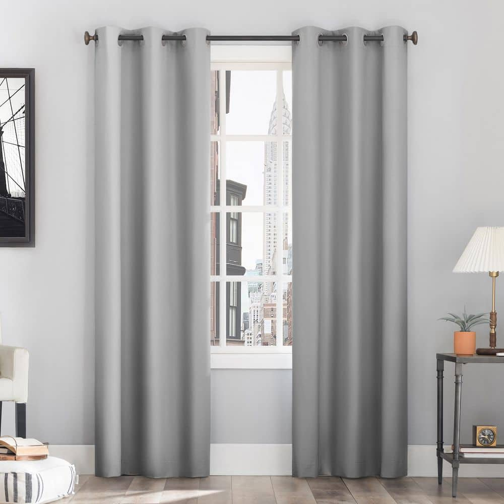 Sun Cyrus Thermal 100% Silver Gray 96 in. L x 40 in. W Blackout Grommet Curtain Panel