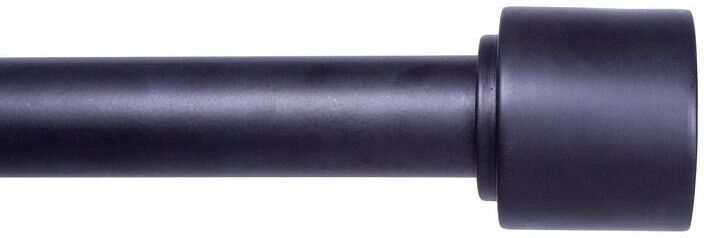 Kenney Astrid 66 in. - 120 in. Adjustable Single Curtain Rod 1 in. Diameter in Black with Modern Cap End Finials