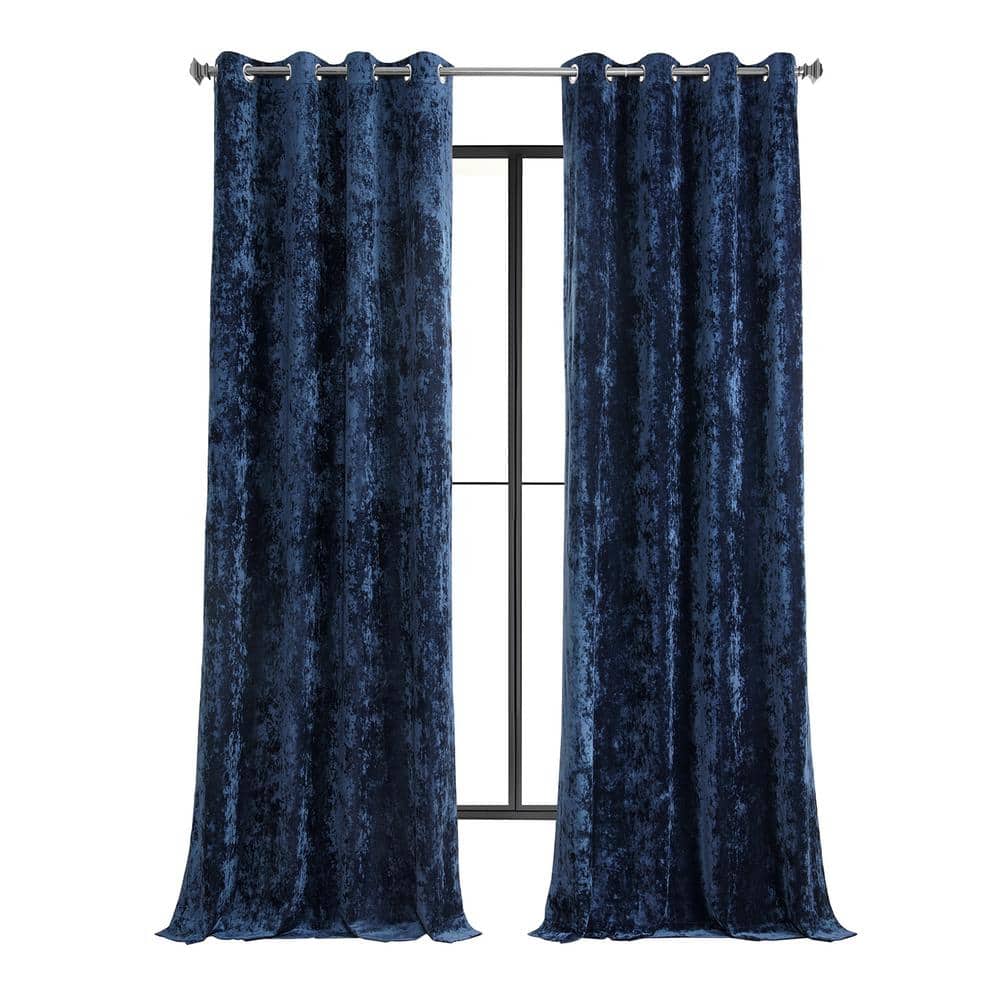 Exclusive Fabrics & Furnishings Sapphire Blue Lush Crush Velvet 50 in. W x 108 in. L - Grommet Room Darkening Curtains (Single Panel)