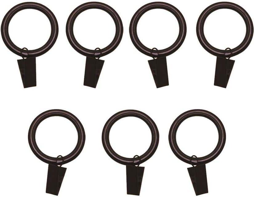 Versailles Home Fashions Espresso Steel Curtain Rings with clips (Set of 7)