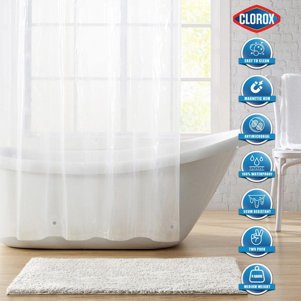 Clorox 10-Pack Medium Weight Shower Curtain Liners, Clear, 72 in. x 72 in.