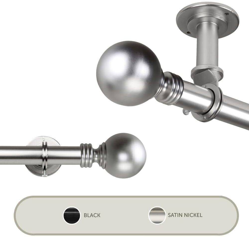 Rod Desyne Globe Ceiling 160 in. - 240 in., 1 in. Dia Single Curtain Rod/ Room Divider in Satin Nickel