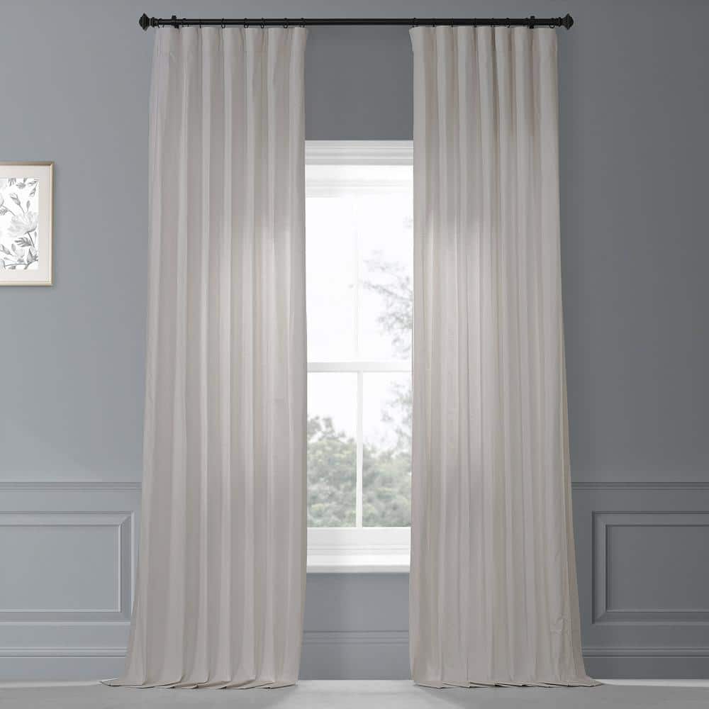 Exclusive Fabrics & Furnishings Supreme Cream Beige Dune Textured Solid Cotton Light Filtering Curtain Pair - 50 in. W x 96 in. L (2 Panels)