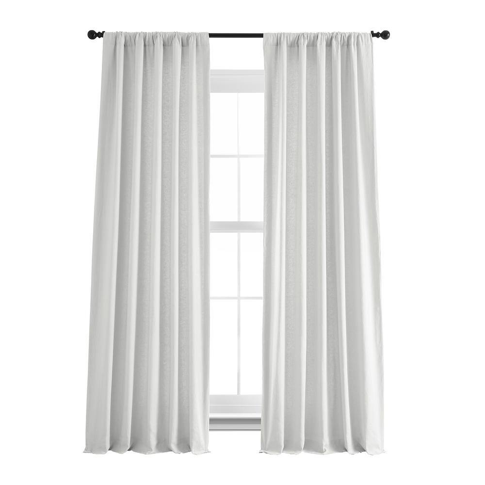 Exclusive Fabrics & Furnishings Crisp White French Linen Rod Pocket Room Darkening Curtain 50 in. W x 108 in. L Single Window Panel