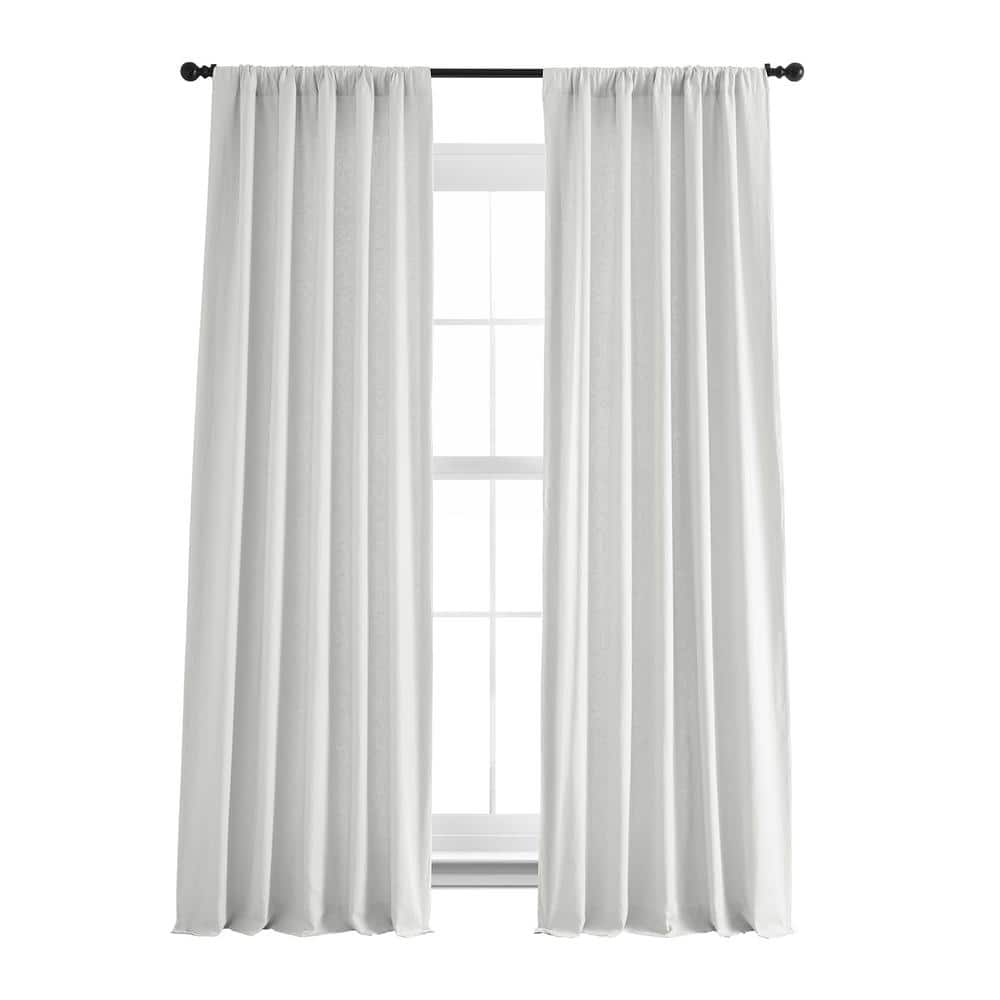 Exclusive Fabrics & Furnishings Crisp White French Linen Rod Pocket Room Darkening Curtain 50 in. W x 120 in. L Single Window Panel