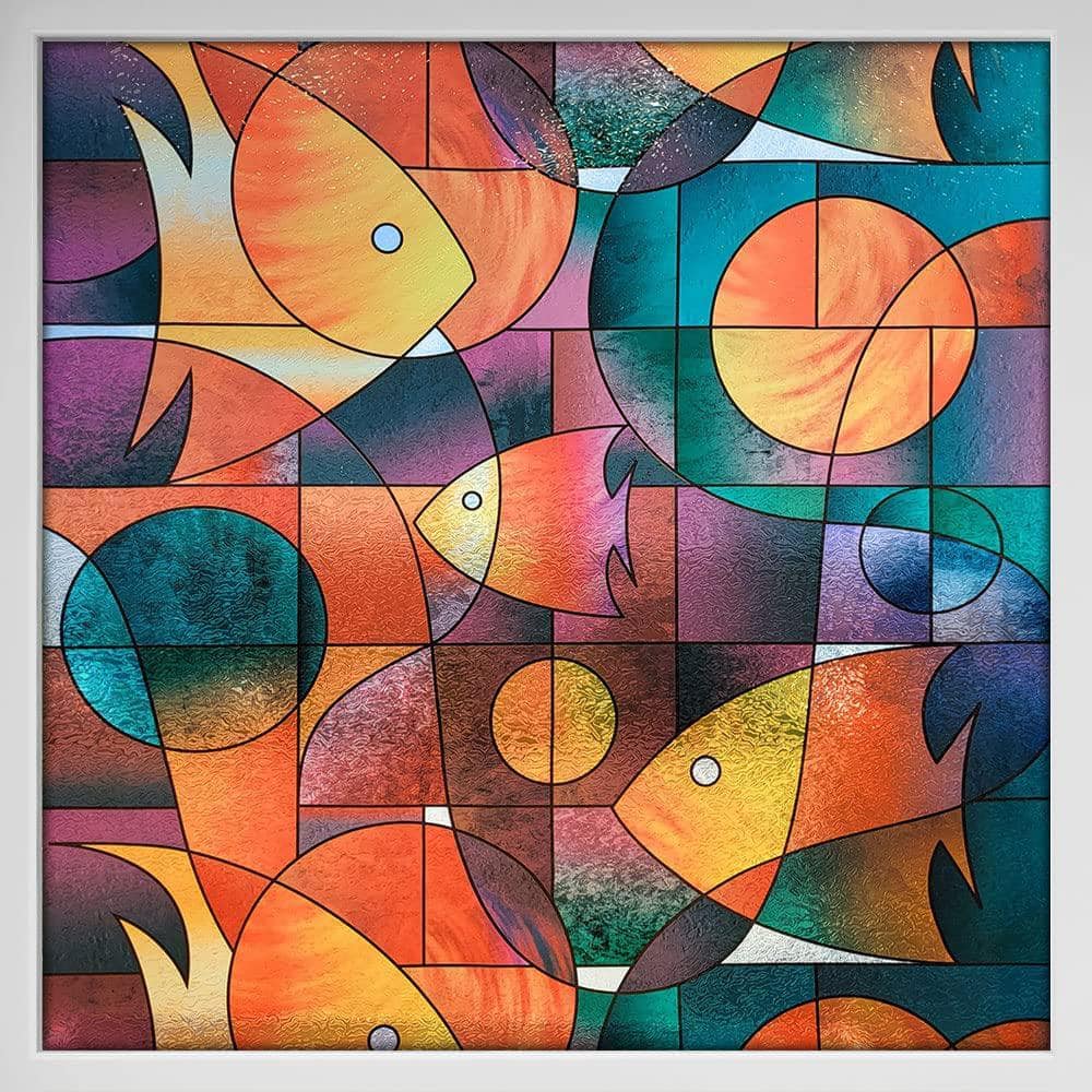 BuyDecorativeFilm 36 in. x 64 ft. 3FSH Fish Stained Glass Window Film