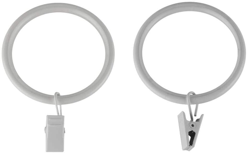 EMOH White Steel Curtain Rings with Clips (Set of 10)