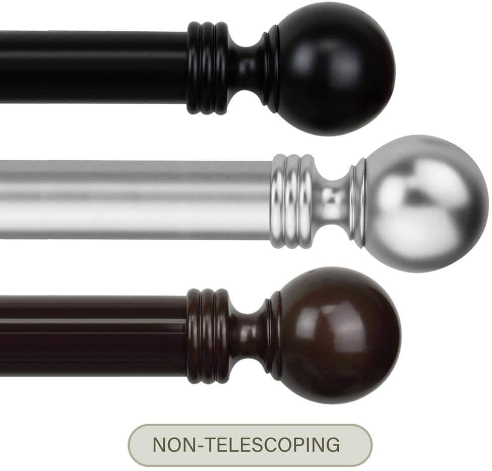 Rod Desyne Sphera 5 ft. Non-Adjustable Custom Cut Single Curtain Rod 1.5 in. Diameter in Black with Finial