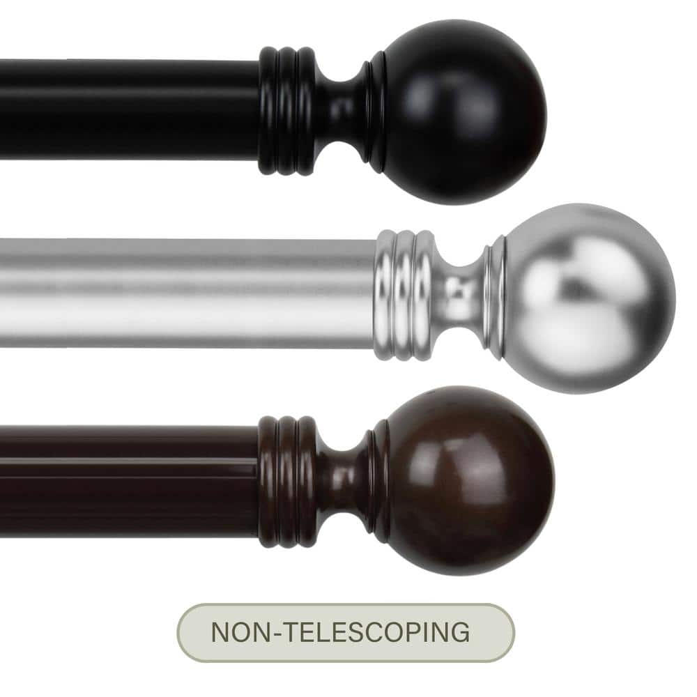 Rod Desyne Sphera 9 ft. Non-Adjustable Custom Cut Single Curtain Rod 1.5 in. Diameter in Black with Finial