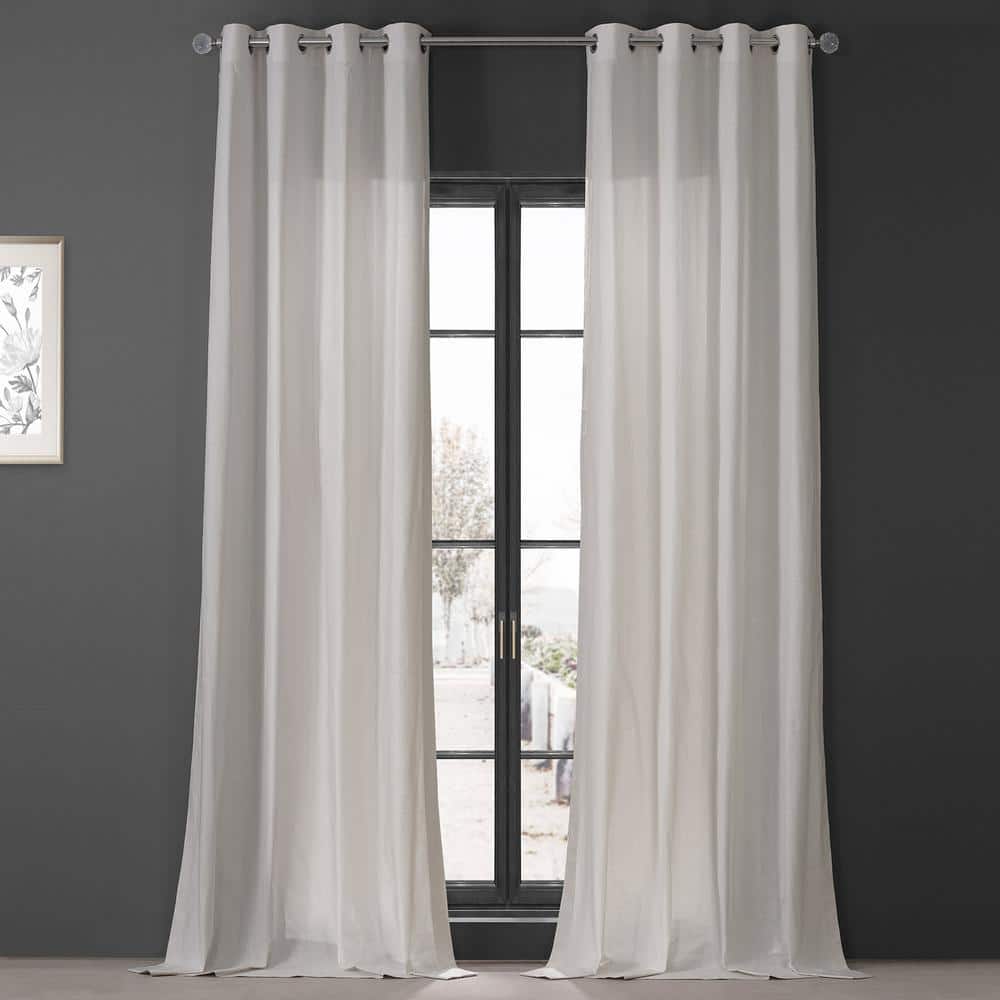 Exclusive Fabrics & Furnishings Supreme Cream Beige Dune Textured Solid Cotton Grommet Light Filtering Curtain Pair - 50 in. W x 108 in. L (2 Panels)