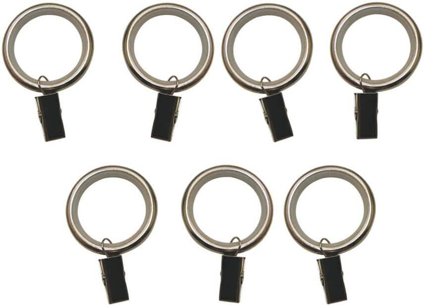 Versailles Home Fashions Brushed Nickel Steel Curtain Rings with clips (Set of 7)