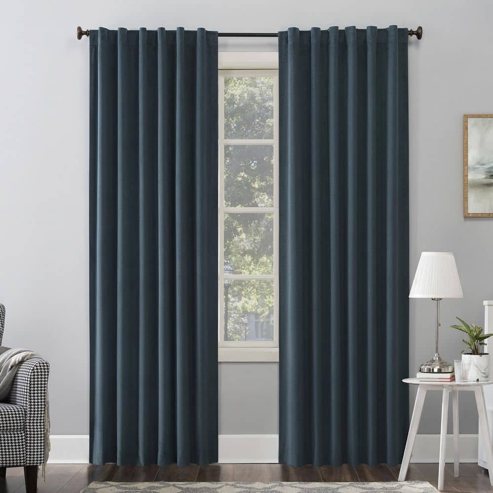 Sun Amherst Velvet Noise Reducing Thermal Teal Polyester 50 in. W x 96 in. L Blackout Curtain Double Panel