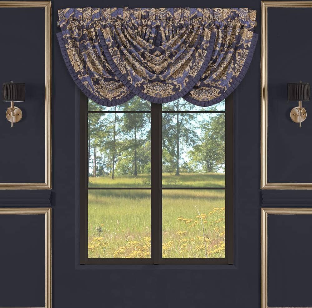 Woodstock Indigo Polyester Window Waterfall Valance