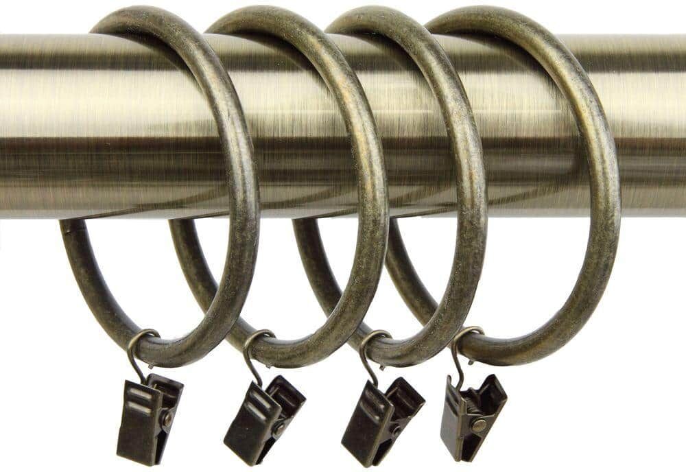 Rod Desyne Antique Brass Nickel Curtain Rings with Clips (Set of 10)