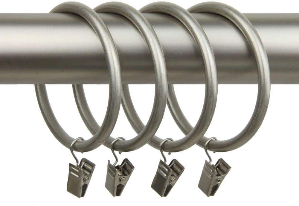 Rod Desyne Satin Nickel Metal Curtain Rings with Clips (Set of 10)