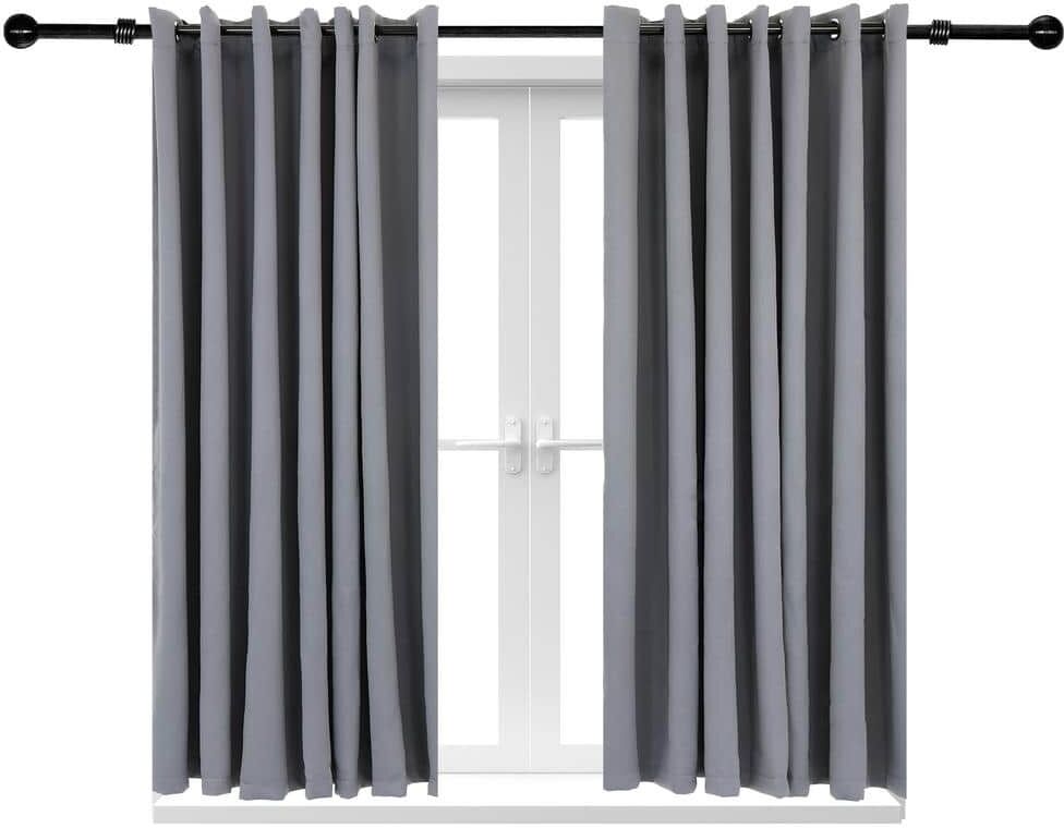 Sunnydaze Decor 2 Indoor/Outdoor Blackout Curtain Panels with Grommet Top - 100 x 84 in (2.54 x 2.13 m) - Gray