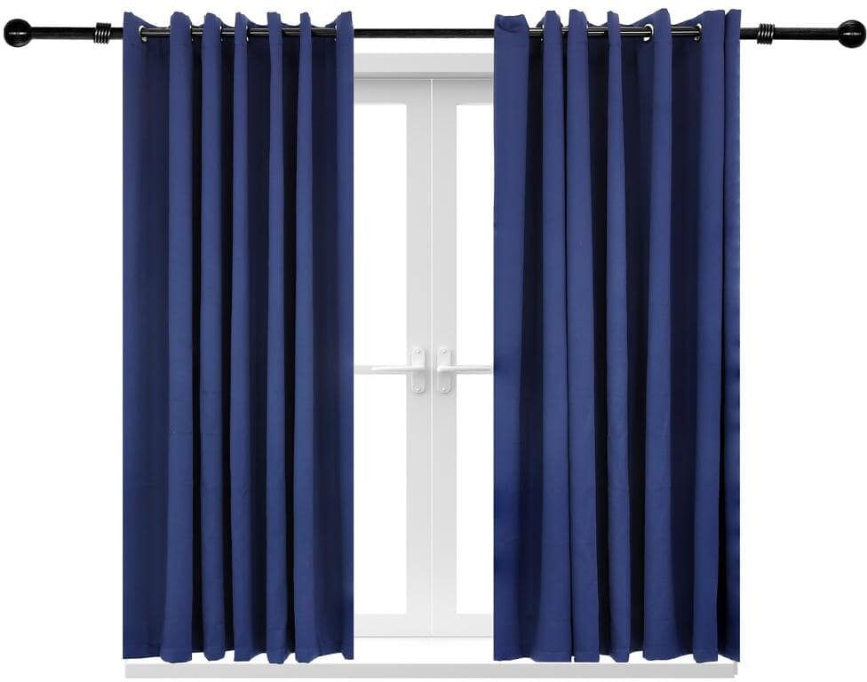 Sunnydaze Decor 2 Indoor/Outdoor Blackout Curtain Panels with Grommet Top - 100 x 84 in (2.54 x 2.13 m) - Blue