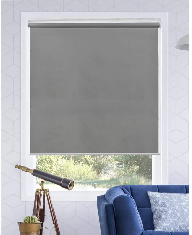 Chicology Snap-N-Glide Urban Grey Cordless Light Filtering UV Protection Polyester Roller Shade 66 in. W x 72 in. L