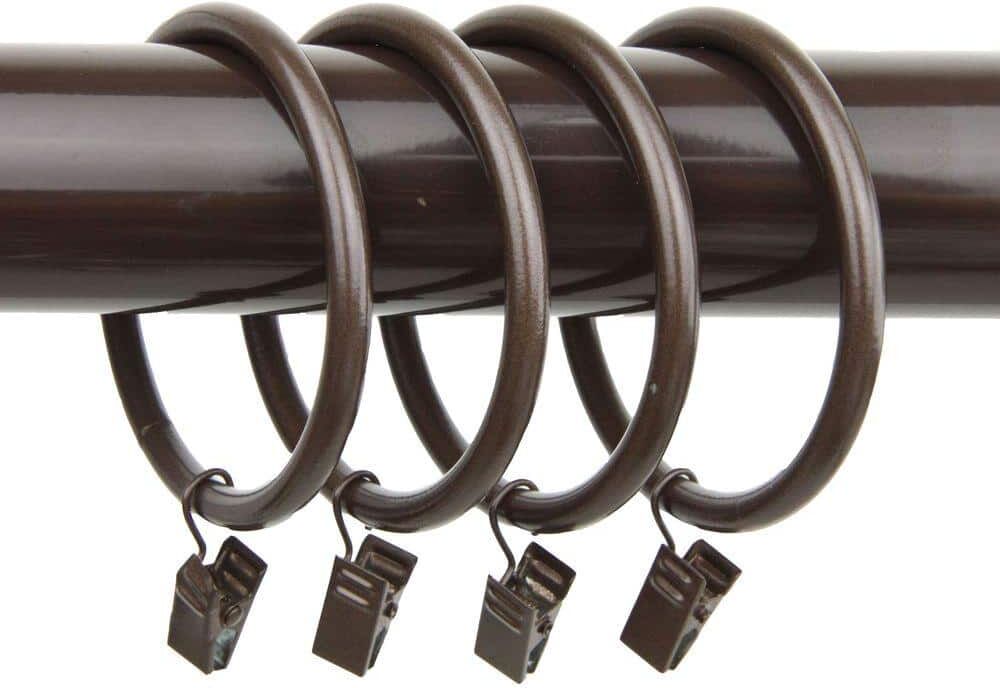 Rod Desyne Cocoa Nickel Curtain Rings with Clips (Set of 10)