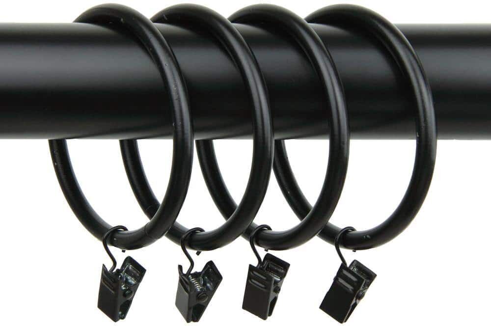 Rod Desyne Black Nickel Curtain Rings with Clips (Set of 10)