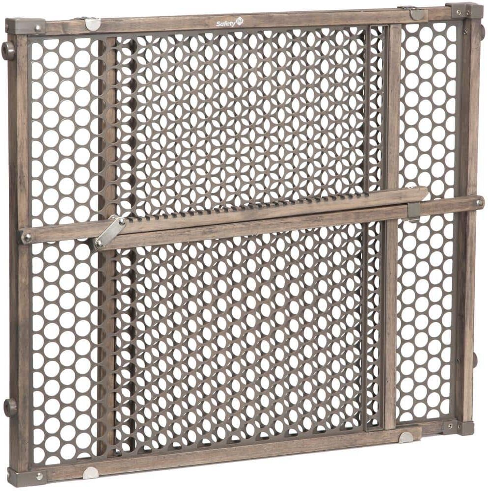 Safety 1st 24 in. Vintage Grey Wood Doorway Child Safety Gate with Pressure Mount Fastening