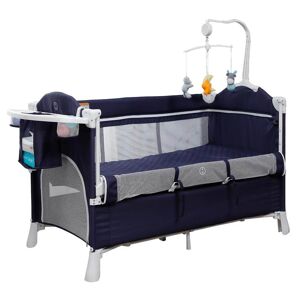 FUFU&GAGA Adjustable Blue Nursery Center Bed Side Crib, Baby Bed Playard, Infant Bassinet with Diaper Changer and Hanging Toys