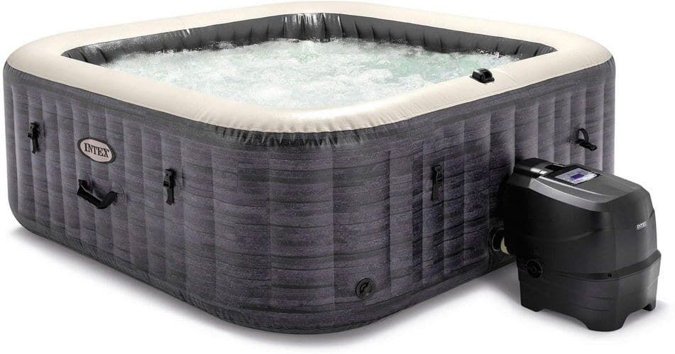 Intex PureSpa Plus Greystone 6-Person Inflatable Square Hot Tub Spa, 94 in. x 28 in.