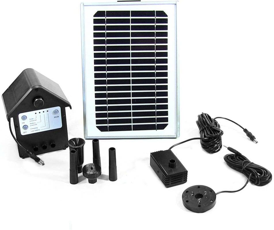 Sunnydaze Decor 56 in. Lift 132 GPH Solar Pump and Solar Panel Kit with Battery Pack and LED Light