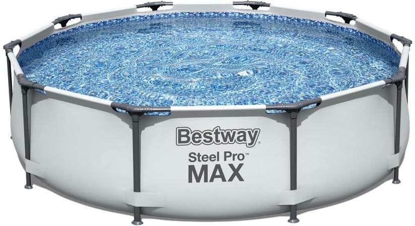 Bestway 10 ft. Round 30 in. D Steel Pro Hard Side Frame Above Ground Family Swimming Pool Set