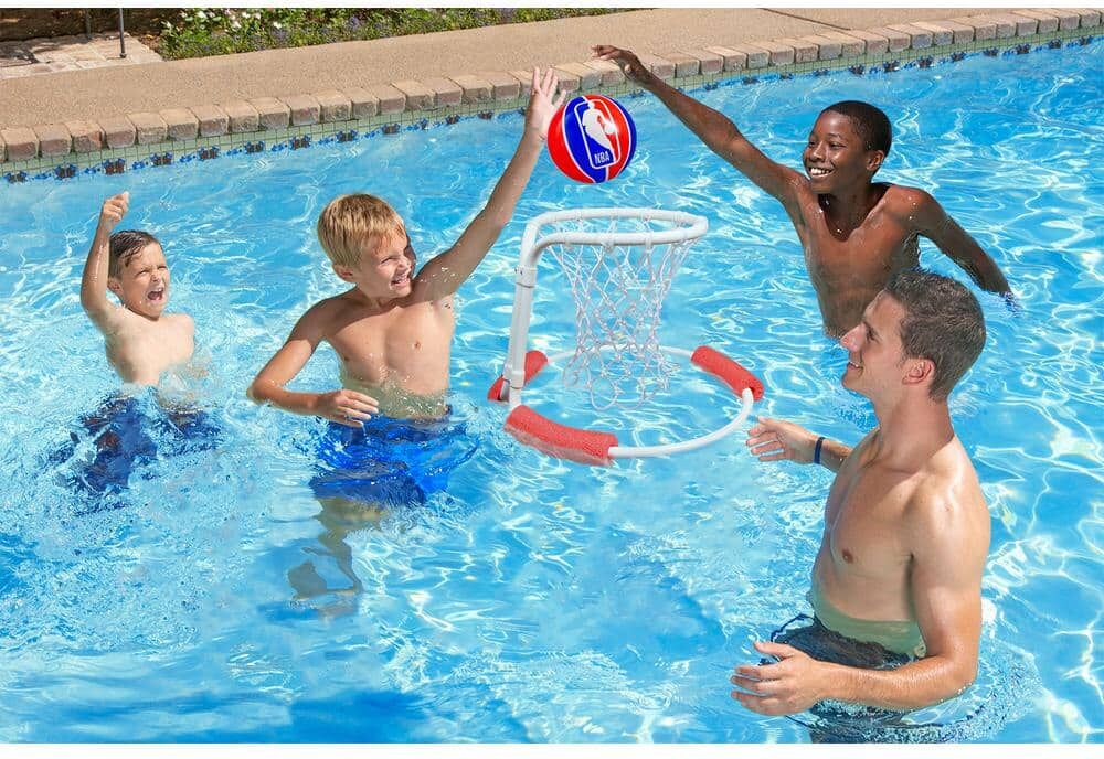 Poolmaster 21 in. Dia NBA Floating Swimming Pool Basketball Game with Ball, White