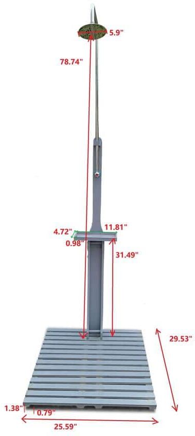 Afoxsos 86.61 in. H Gray Wood Outdoor Shower with Base for Swimming Pool, Garden