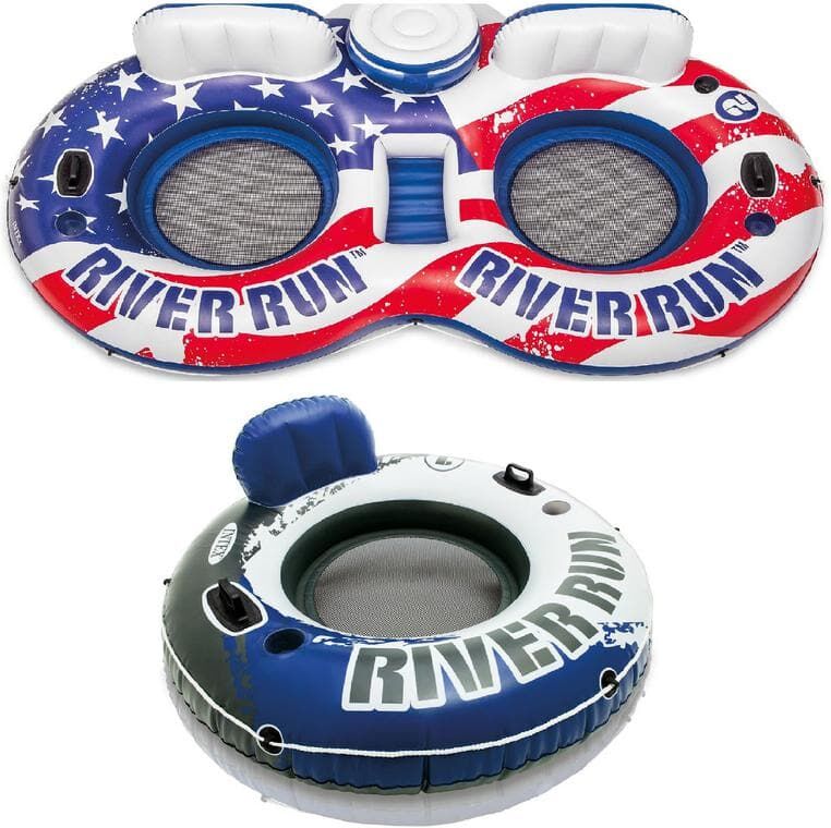 Intex American Flag 2 Person Float with River Run 1 Person Tube