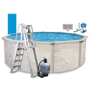 AQUARIAN Independence 27 ft. Round 52 in. D Metal Wall Above Ground Hard Side Swimming Pool Package, Tan