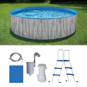 Blue Wave 12 ft. Round 36 in. D Capri Steel Wall Pool Package, Gray
