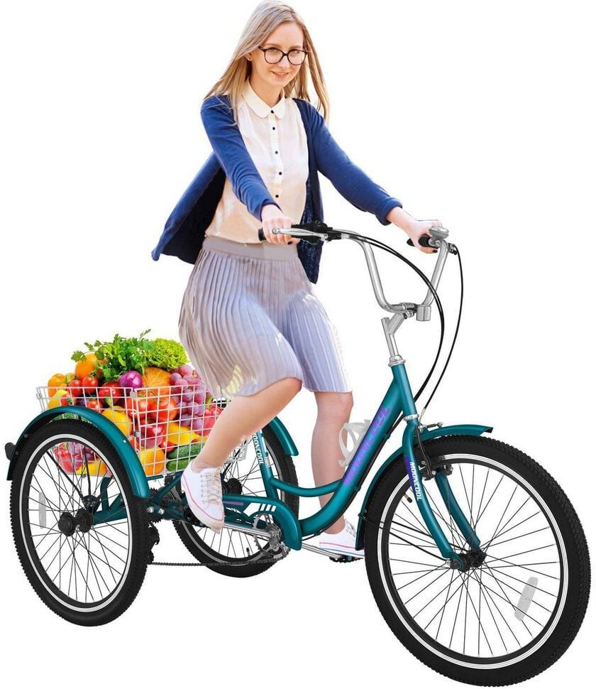 MOONCOOL Adult Bicycles 3-Wheel, Cruiser Bike 7 Speed Low Step-Through, 3-Wheeled Bicycles for Women, Men, Seniors