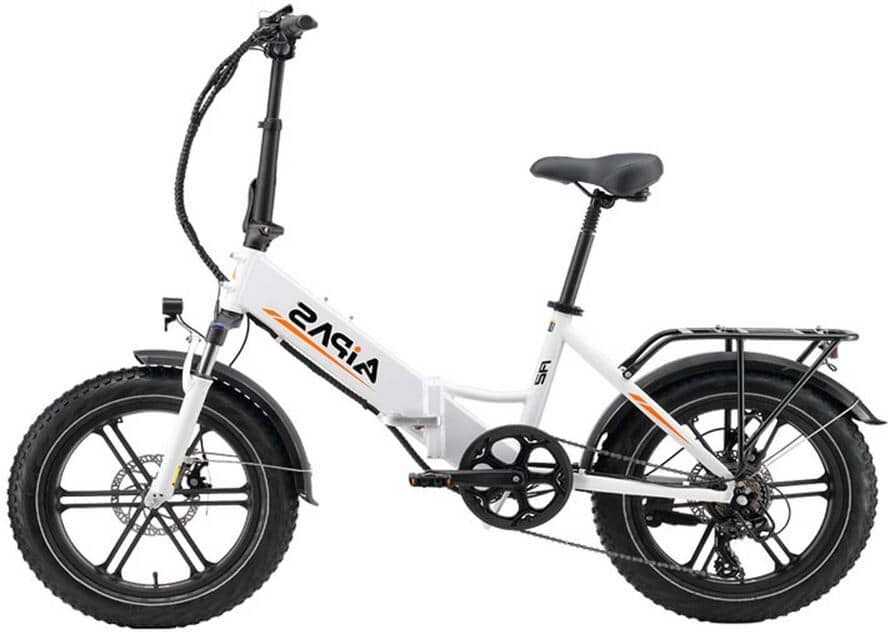 Zeus & Ruta 20 in. Electric Bike Fat Tire 48V Removable Lithium Battery for Adults, Step-Through Frame and Shimano 7-Speed in White