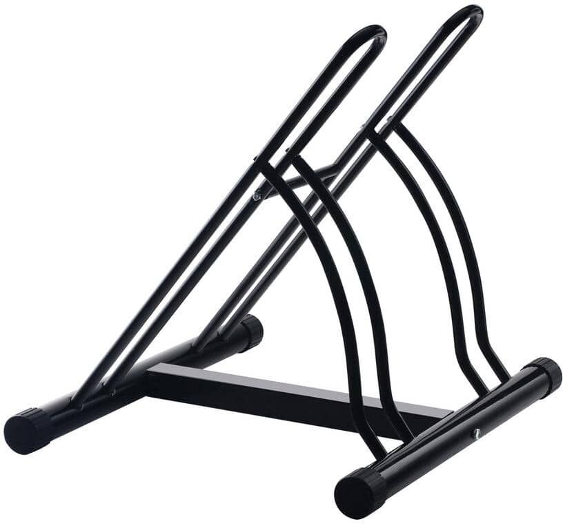 Black 2-Bike Floor Stand Garage Bike Rack