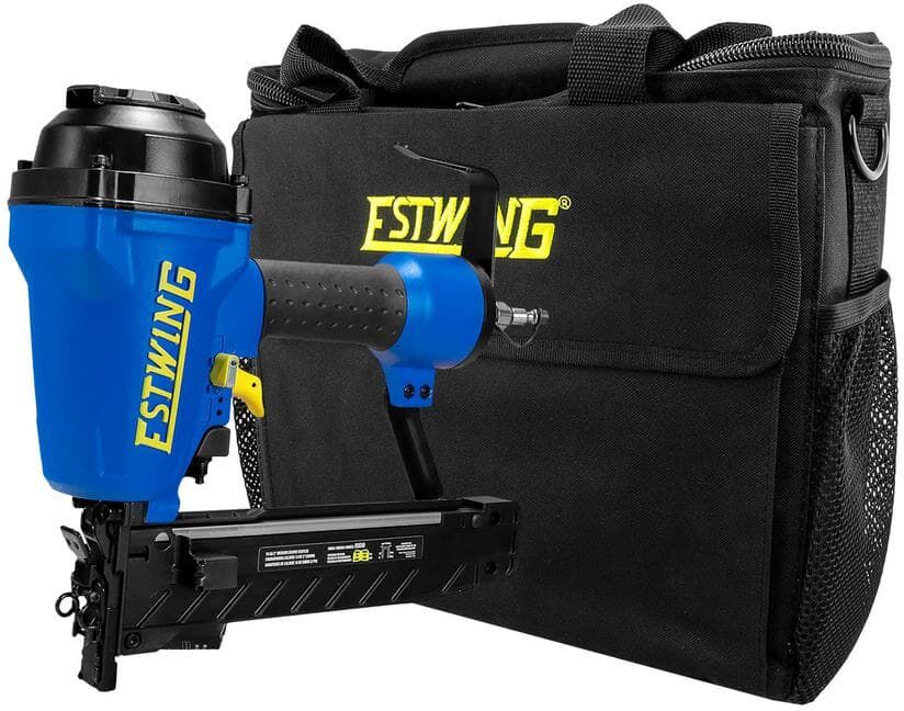 Estwing Pneumatic 16-Gauge 2 in. Medium Crown Construction Stapler with Metal Belt Hook, 1/4" NPT Swivel Fitting, and Bag