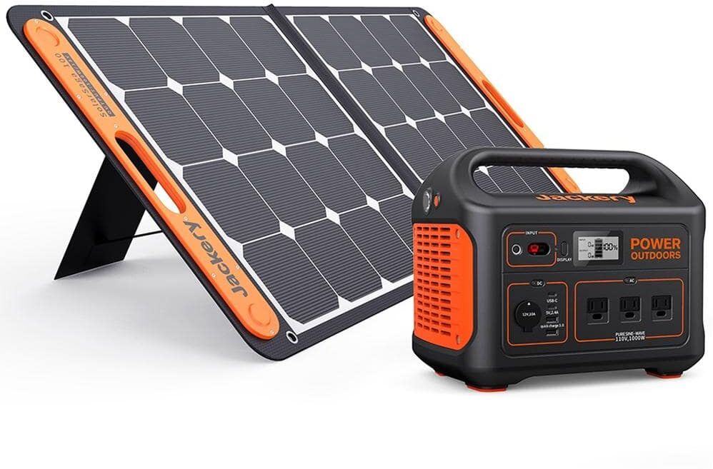 Jackery 1000-Watt Continuous Output, Solar Generator 880 Push Button Start Battery Generator with SolarSaga 100W Solar Panel