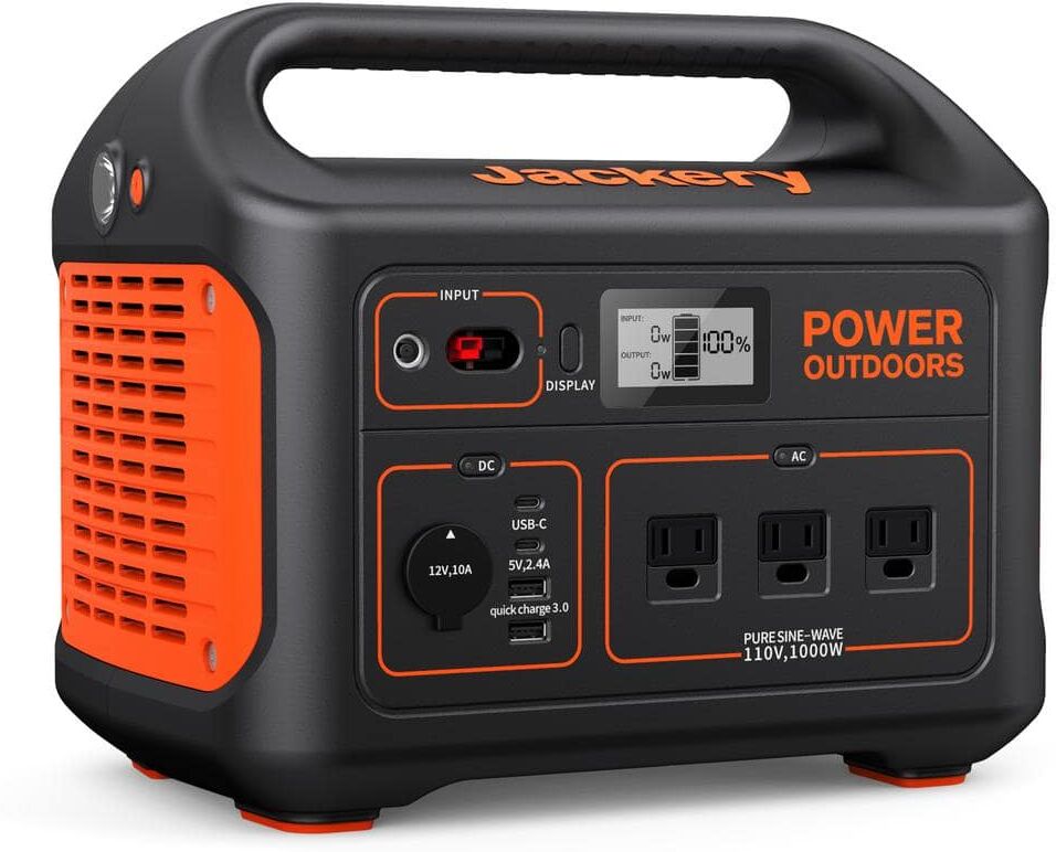 Jackery 1000-Watt Output/2000W Peak Portable Solar Power Station Explorer 880 Push Start Battery Generator for Outdoors/Camping