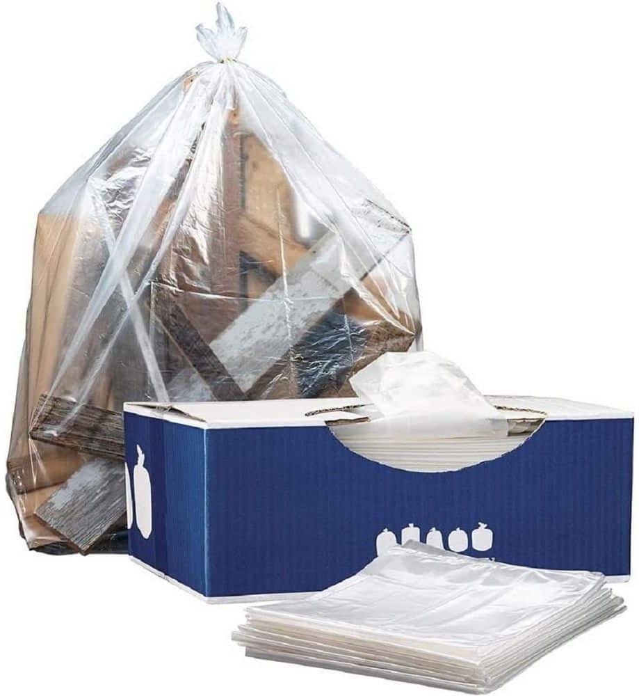 Plasticplace 38 in. x 58 in. 55 Gal. to 60 Gal. 1.5 mil Clear Trash Bags (50-Count)