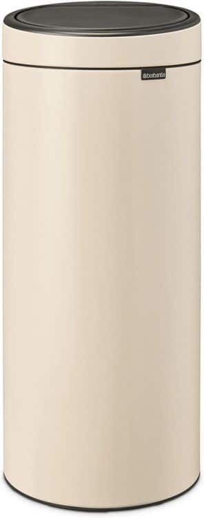 Brabantia Touch Top Trash Can New, 8 Gal. (30 l), Plastic Bucket - Soft Beige