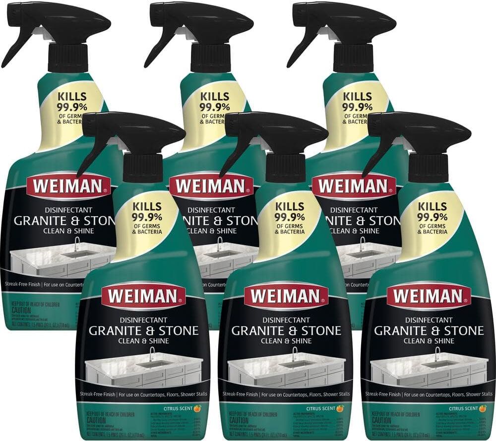 Weiman 24 oz. Granite and Stone Disinfectant Countertop Cleaner and Polish Spray (6-Pack)