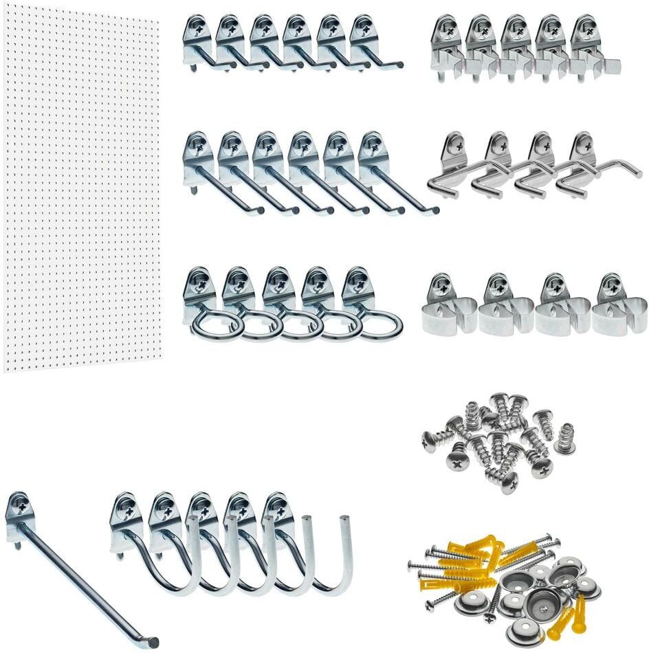 Triton Products 9/32 in. White Polypropylene Pegboards with Locking Hook Assortment (36-Piece)