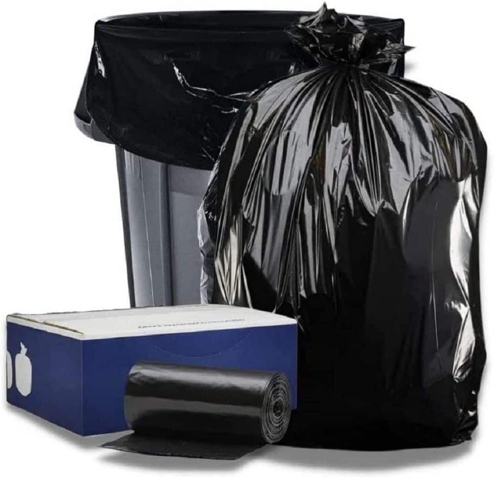 Plasticplace 32 Gal. to 33 Gal. Black Trash Bags, 1 mil, 33 in. x 39 in. (100-Count)