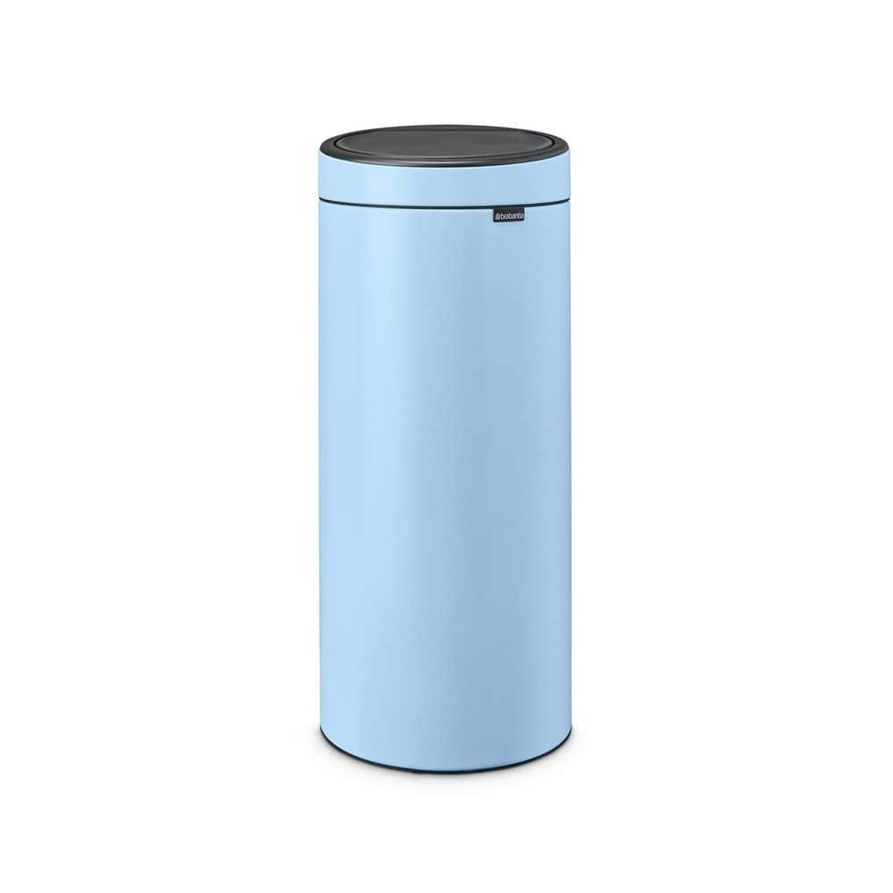 Brabantia Touch Top Trash Can New, 8 Gal. (30 l), Plastic Bucket - Dreamy Blue