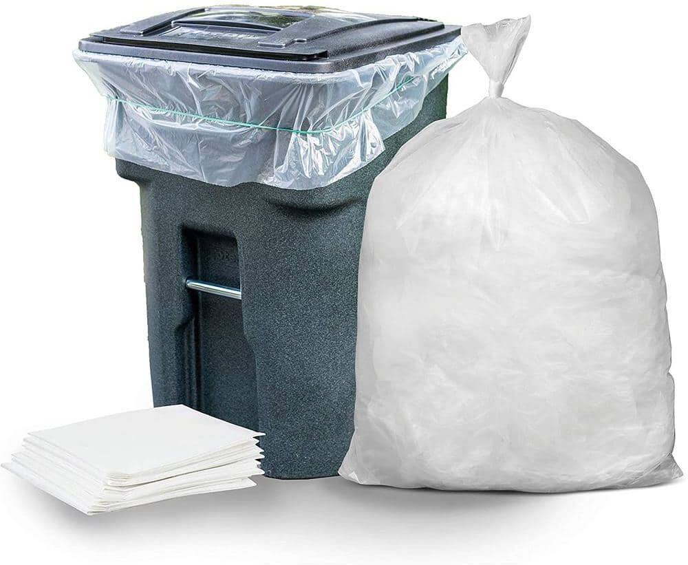 Plasticplace 61 in. W x 68 in. H 95 Gal. - 96 Gal. 2.0 mil Clear Gusse Seal Low Density Trash Bags (50-Case)