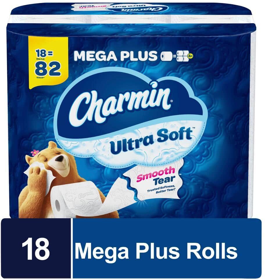 Charmin Ultra-Soft Smooth Tear Toilet Paper Rolls (18 Mega Plus Rolls)